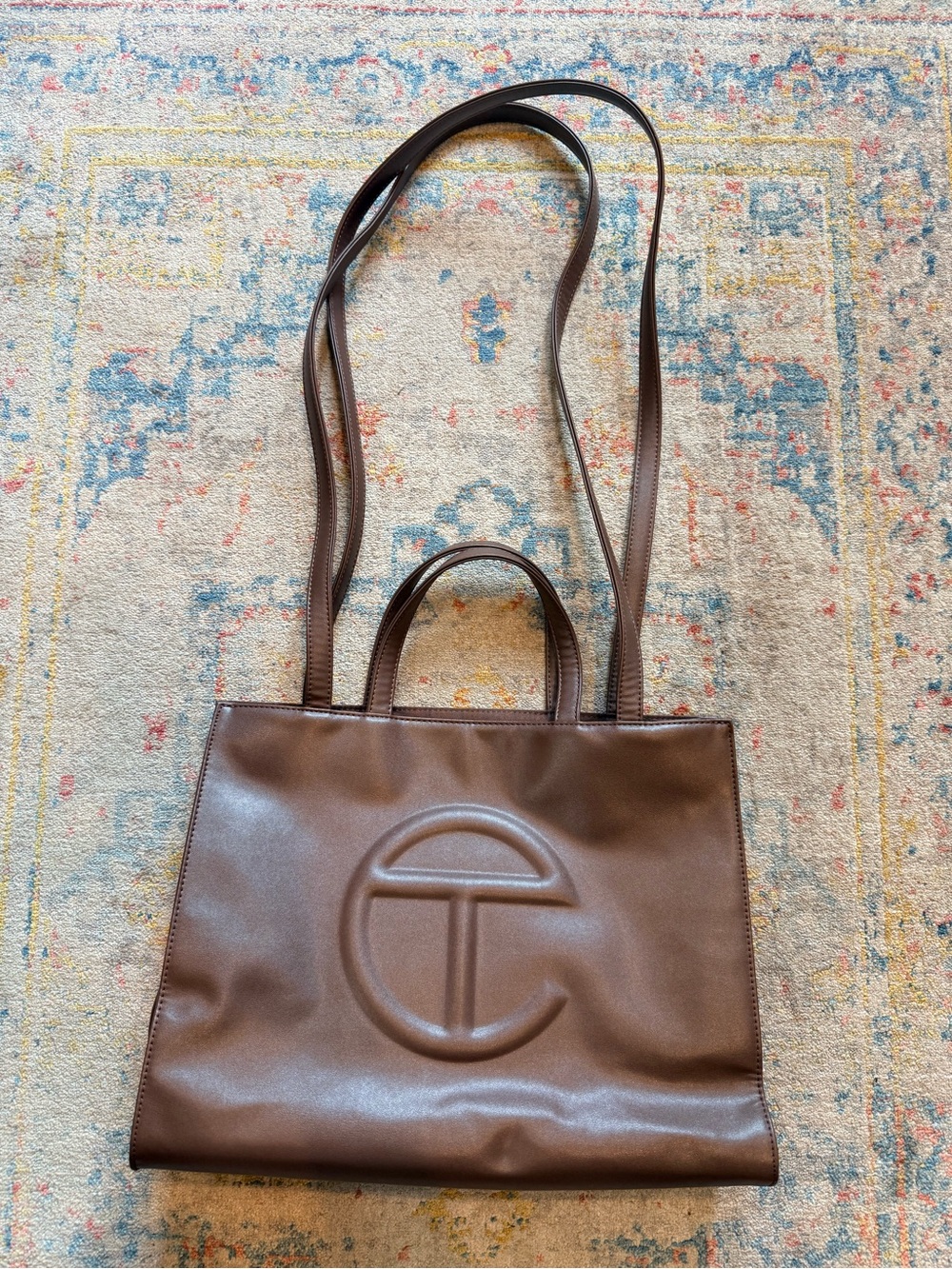 Telfar Brown Leather Shopping Tote Medium